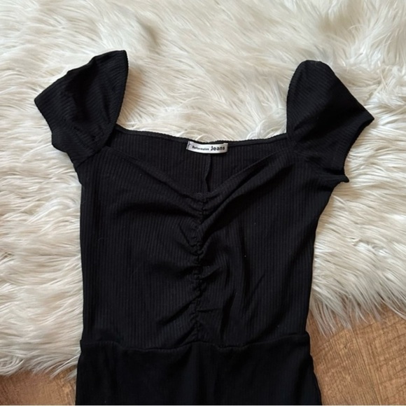 REFORMATION Black Ribbed Bleeker Dress - Picture 7 of 9